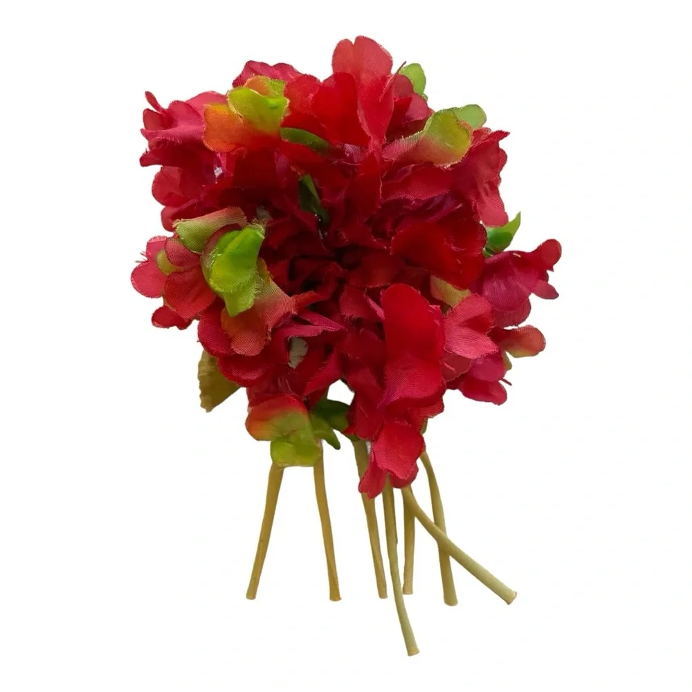 Vintage Fabric Red Hydrangea Flower Pin